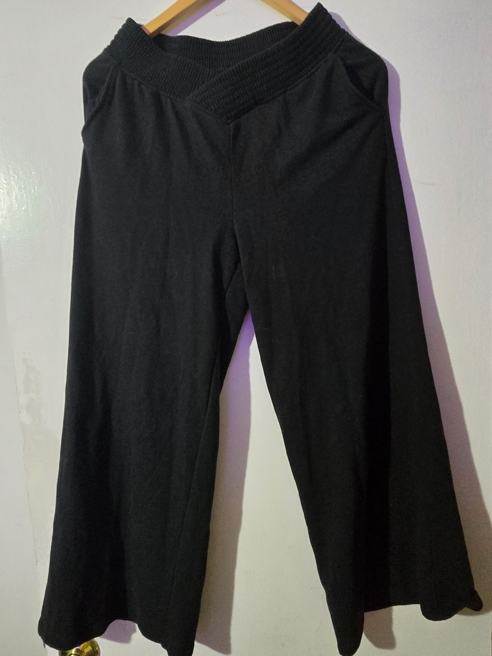Jolie Black Ribbed Knit Wide Leg Pants